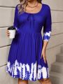 SHEIN LUNE Plus Size Women's Ombre Printed Positioning Print Dress