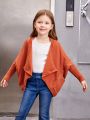 SHEIN Kids Nujoom Girls' Elegant Loose Fit Long Sleeve Cardigan