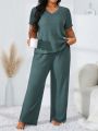 Plus Size Waffle Knit Pajama Set