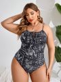 SHEIN Swim BohoFeel Plus Size Women'S Paisley Print One Piece Swimsuit With Ruched Detail At Bust