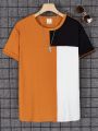 Teenage Boys' Stylish Patchwork Round Neck Short Sleeve T-Shirt