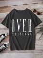 Teenage Girls Casual Letter Printed Short Sleeve T-Shirt Suitable For Summer