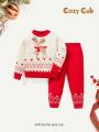 Cozy Cub Baby Girl Christmas Pattern Sweater & Knit Pants