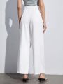 SHEIN BIZwear Women'S High Waisted Suit Trousers With Slanted Pockets