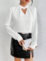 SHEIN Privé Keyhole Neck Long Sleeve Blouse