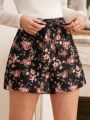 SHEIN Frenchy Women's Flower Print Belted Shorts