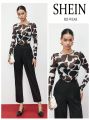 SHEIN BIZwear Ladies' Printed Mesh Top