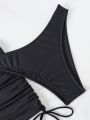 SHEIN Swim BAE Womens' Swimsuit Set With Hollow Out Waist, Drawstring Hem