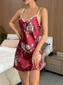 SHEIN Floral Print Contrast Binding Cami Nightdress