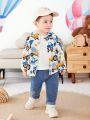 Baby Boys' Cartoon Car Fun Print Casual Outdoor Jacket For Spring