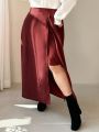 Dazy Plus Plus Size Solid Color High Slit Midi Skirt