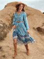 SHEIN BohoFeels All-over Floral Tie-up Dress Without Belt