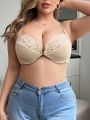 Plus Size Lace Splicing Front Closure Bra With Underwire