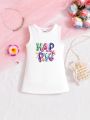 SHEIN Baby Girl's Cartoon Printed Vest Dress