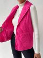 SHEIN Unity Pink Vest Coat With Shawl Collar For Women, Padded