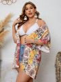 SHEIN Swim BohoFeel Plus Size 1pc Full Print Kimono