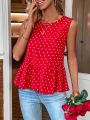 Heart Pattern Cinched Waist Shirt