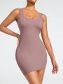 SHEIN SHAPE Women's Solid Color Bodycon Dress