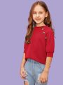 SHEIN Kids EVRYDAY Girls Button Detail Textured Top