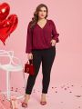SHEIN Clasi Valentine's Day Plus Size Women's Back Patchwork Lace Blouse