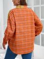 SHEIN LUNE Plus Size Grid Patterned Drop Shoulder Shirt