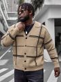 Manfinity Homme Men's Plus Size Loose Button Front Plaid Cardigan