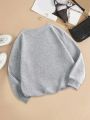 Plus Size Women's Letter Printed Sweatshirt With Drop Shoulder Design