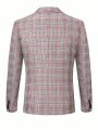 Men's Plaid Notched Lapel Suit Jacket