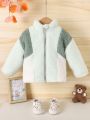 Baby Boy Colorblock Zip Up Teddy Coat