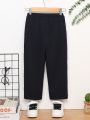 SHEIN Kids EVRYDAY Young Boy Button Detail Thermal Lined Pants