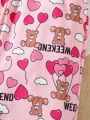 SHEIN Kids SUNSHNE Little Girls' Cute Heart, Balloon, Bear Pattern Printed Sweatpants For Spring And Autumn