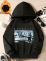 Tween Boy Letter & Bridge Graphic Thermal Lined Hoodie