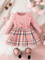 Baby Ruffle Edge Checkered Dress