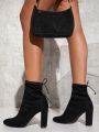 Minimalist Knot Side Chunky Heeled Boots