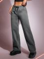 SHEIN ICON Solid Drawstring Waist Slant Pocket Sweatpants