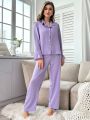 Ruffle Trim Flounce Sleeve PJ Set