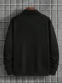 Men's Plus Size Letter Printed Drop Shoulder Half Zip Sweatshirt