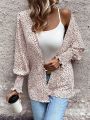 Women'S Casual Lantern Sleeve Regular Jacket With Random Pattern