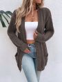 SHEIN LUNE Dual Pocket Cable Knit Drop Shoulder Duster Cardigan