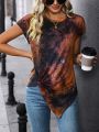 SHEIN LUNE Kink Detail Tie-Dye T-Shirt