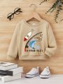 Baby Boys' Casual Cartoon Pattern Long Sleeve Crewneck Sweatshirt, Suitable For Autumn And Winter