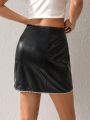 ROZ Melted Pearls Pleather Skirt