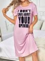 Women's Nightgown With Text Pattern