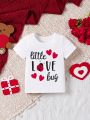 Infant Valentine'S Day Love Heart Letter Print Casual Short Sleeve T-Shirt, Summer