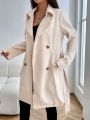 SHEIN EZwear Double Breasted Belted Trench Coat