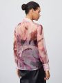 SHEIN BIZwear Women's Tie Dye Sheer Mesh Shirt