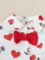 Baby Boy Heart & Letter Graphic Shirt With Shorts