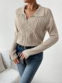 SHEIN Essnce Twisted Knit Drop Shoulder Sweater