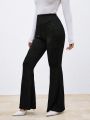 SHEIN Privé Women's Textured Fabric Flared Pants