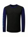 Fitness Men's Color Block Letter Print Sporty Sweatshirt